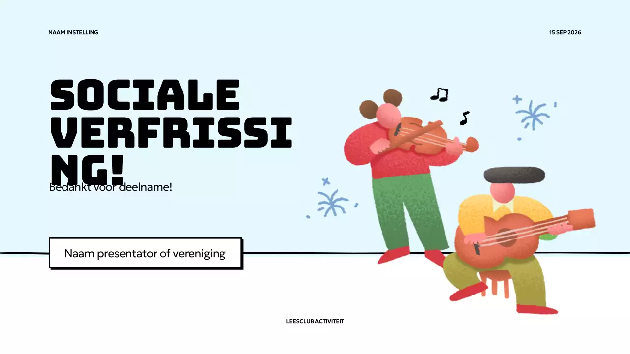 Eenvoudige boekenclubpresentatie in lichtblauw en geel