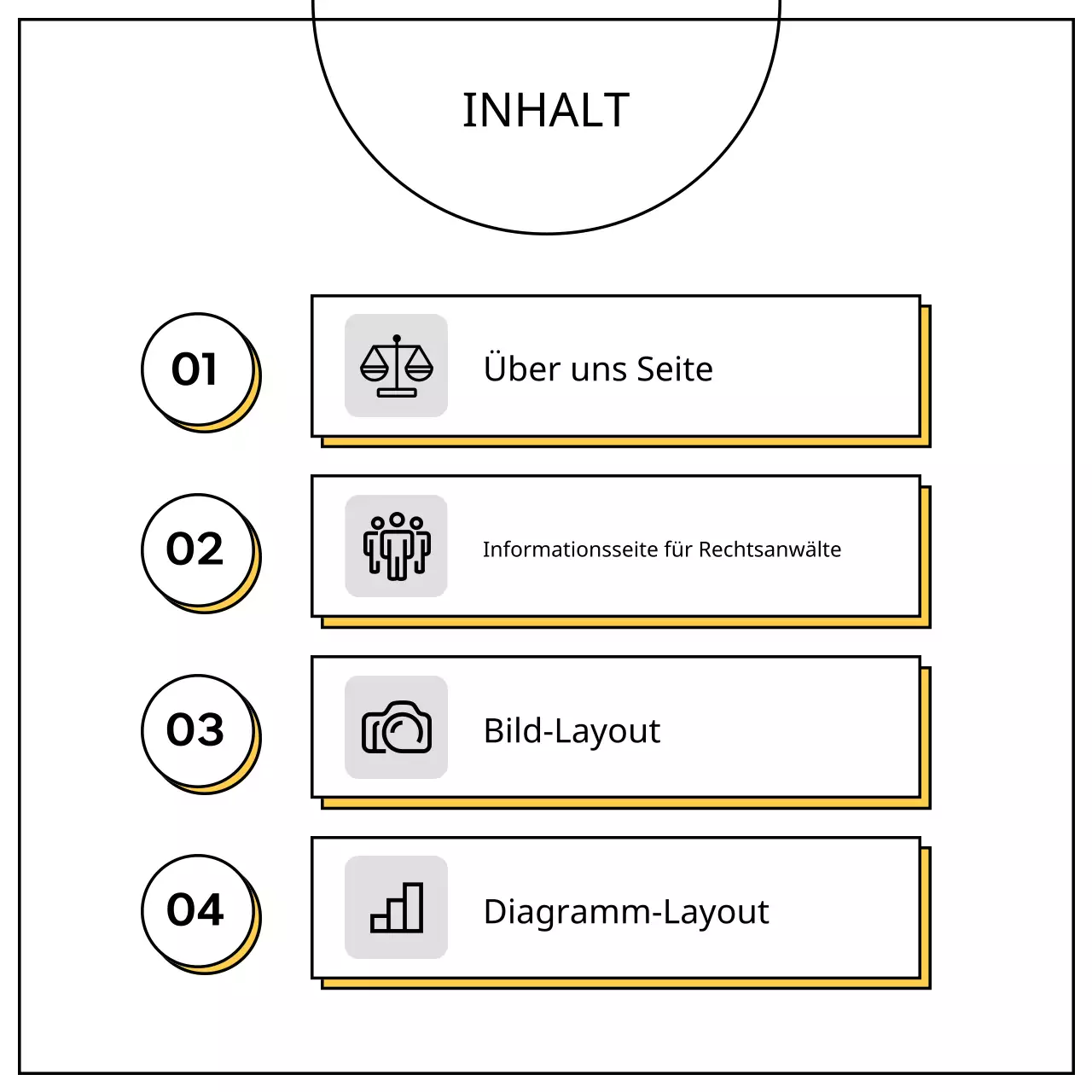 Ein einfacher gelb-schwarzer Geschäftsprospekt