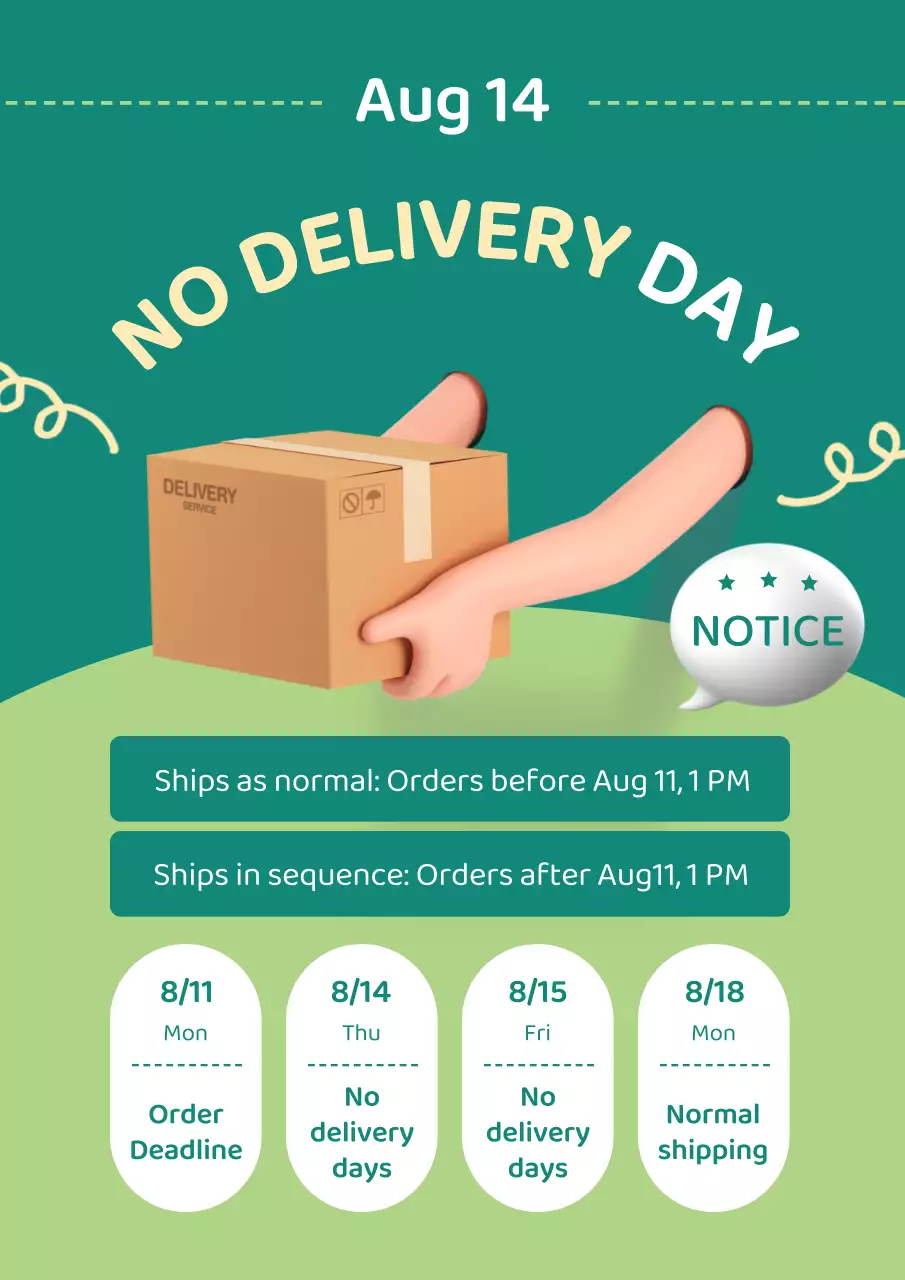 Green Modern Delivery Notice Poster