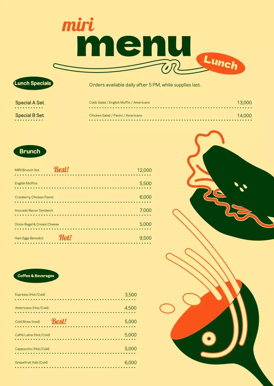 Sobre o menu do brunch chique em verde e marfim