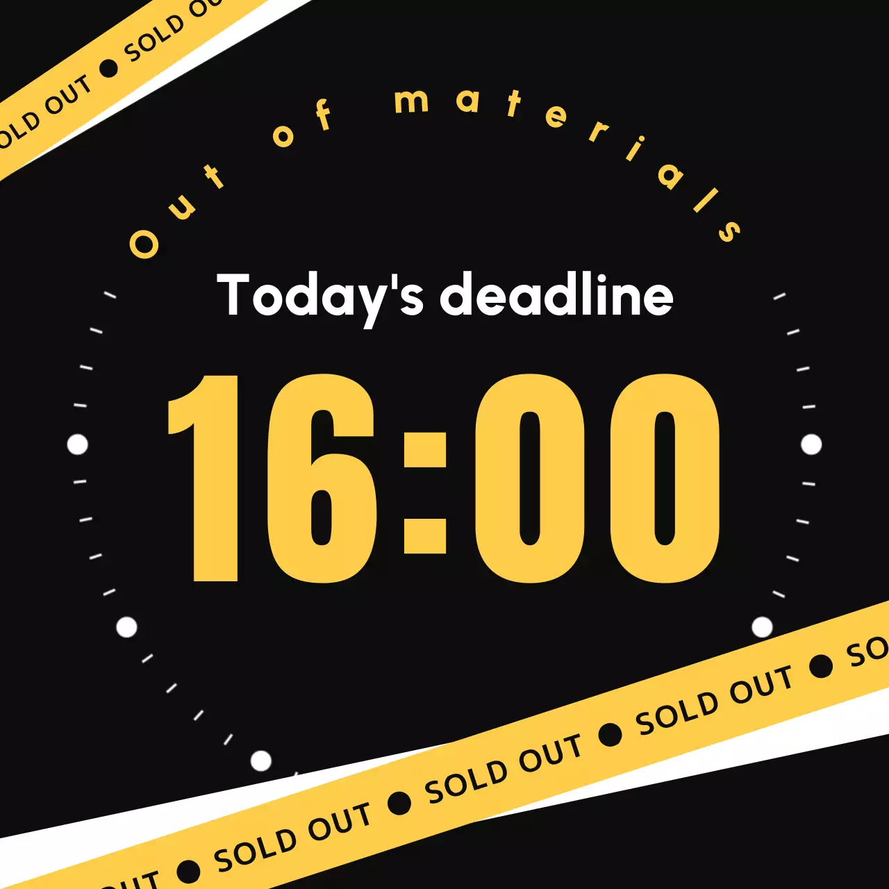 Simple black and yellow store closing time information