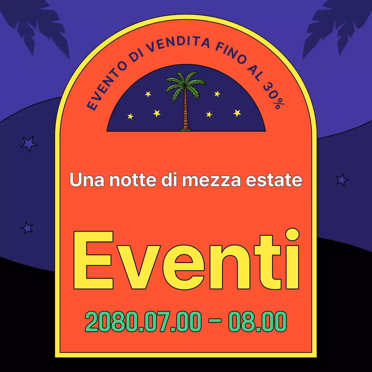 Annuncio di vendita in stile retrò in giallo e arancione