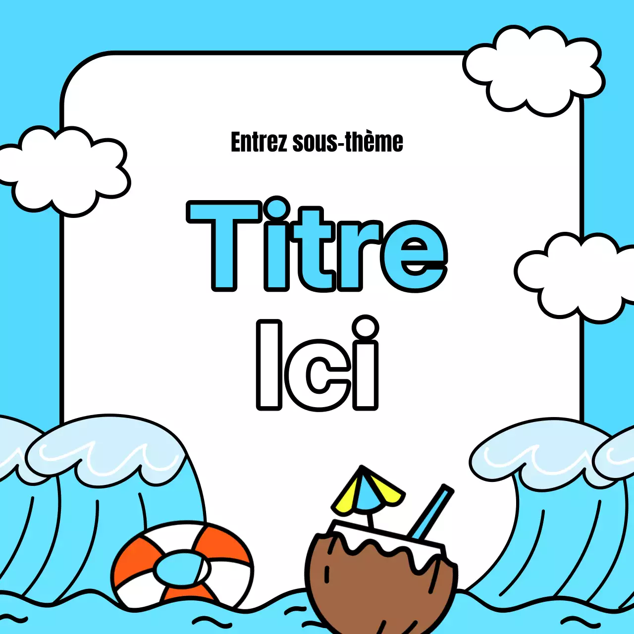 Une jolie publicité pour un événement estival en jaune et bleu clair