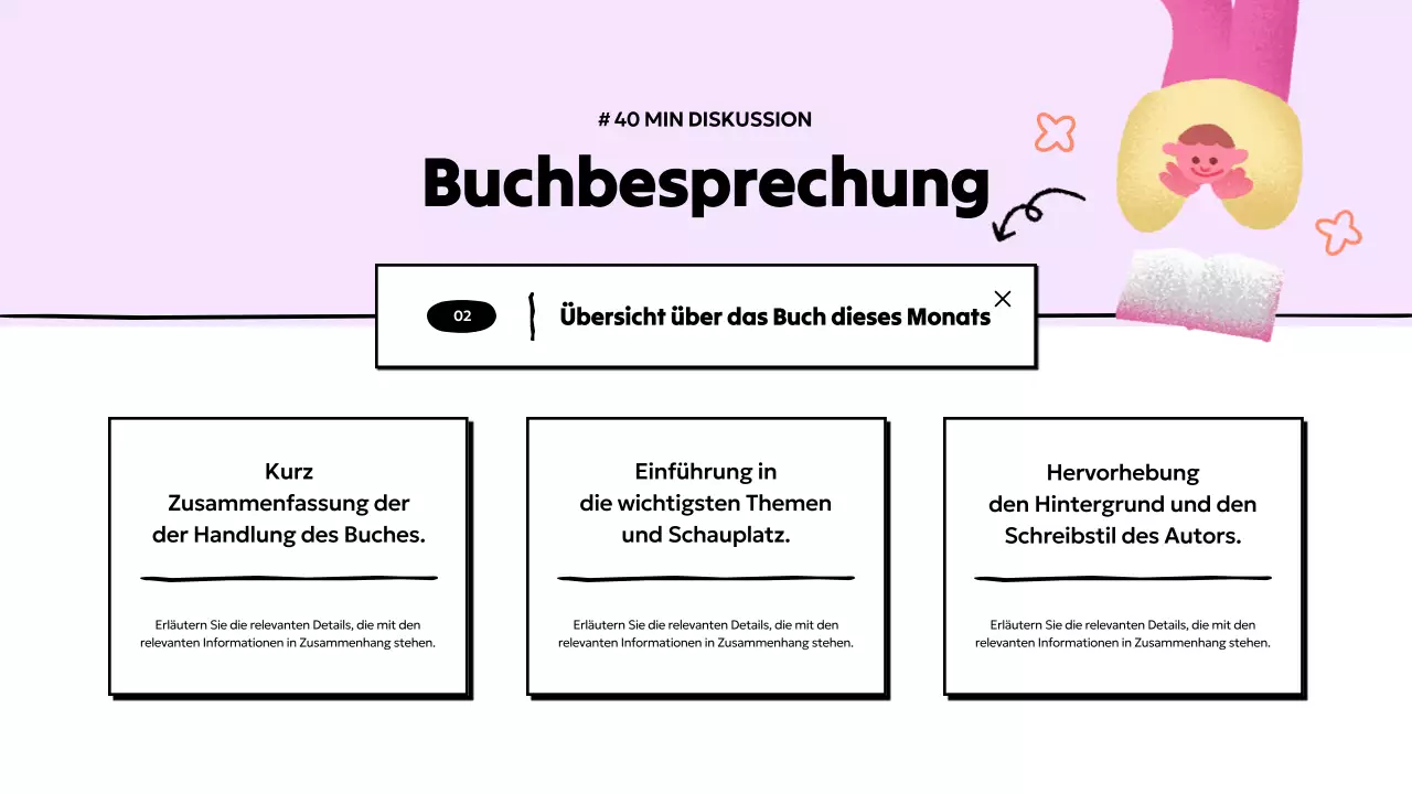 Einfache Buchklubpräsentation in Hellblau und Gelb