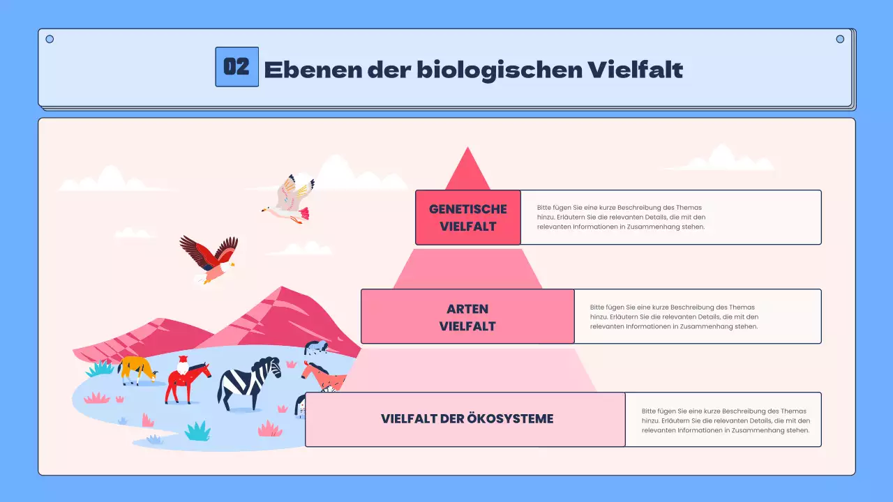 Tropische Artenvielfalt in Blau und Rosa Bildungsressourcen