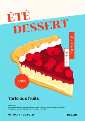 Desserts d'été simples rouge et bleu clair Nouvelle publicité pour le menu