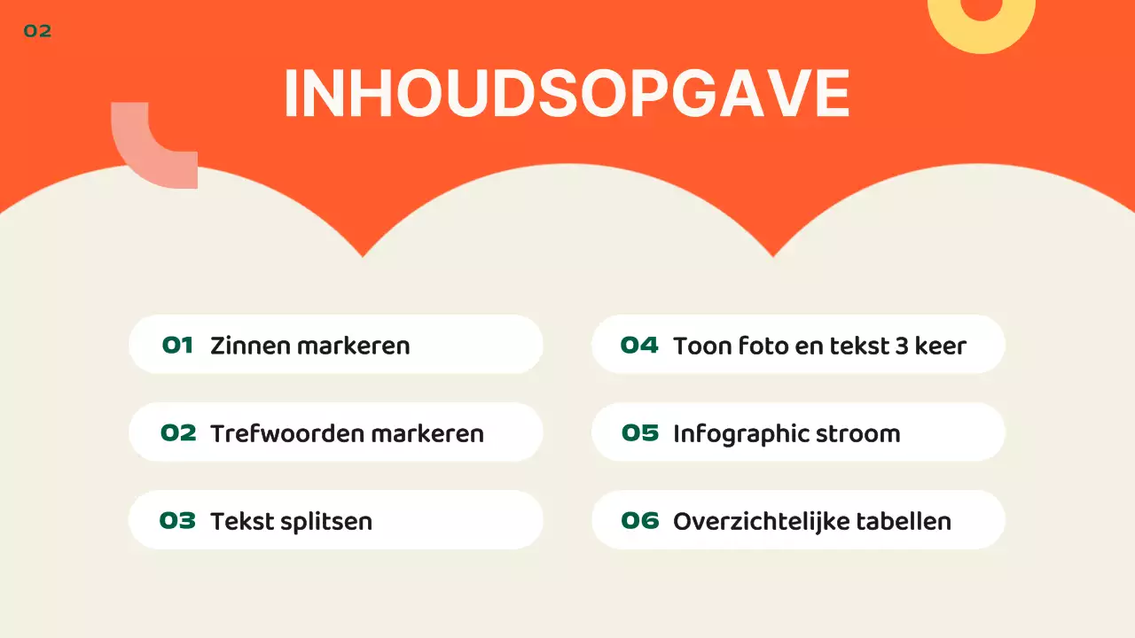 Kitscherige standaard lay-outpresentatie in oranje en geel