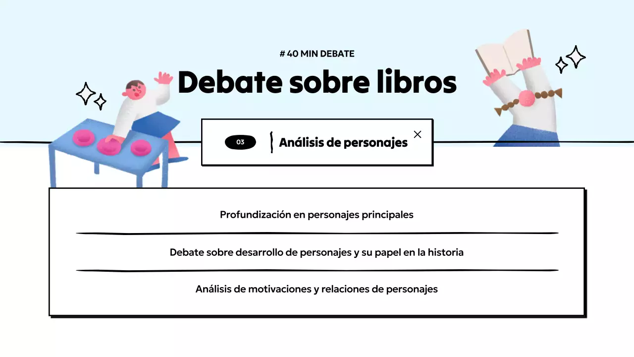 Presentación sencilla de un club de lectura en azul claro y amarillo