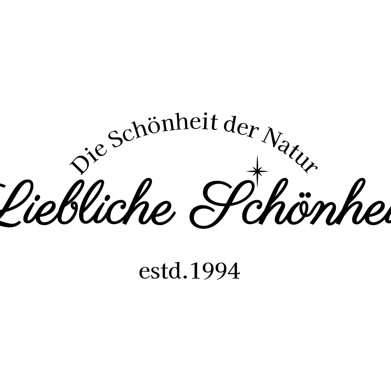 Werbung für einen glamourösen Schönheitssalon mit Kursivschrift und Glitzer