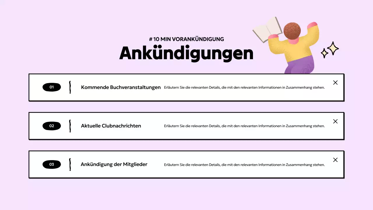 Einfache Buchklubpräsentation in Hellblau und Gelb