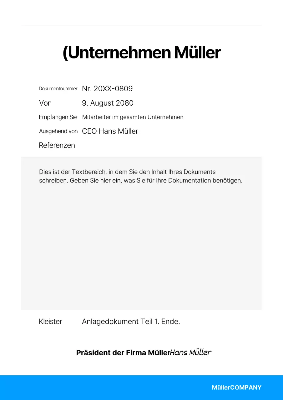 Eine einfache Unternehmensvorlage in Blau und Schwarz