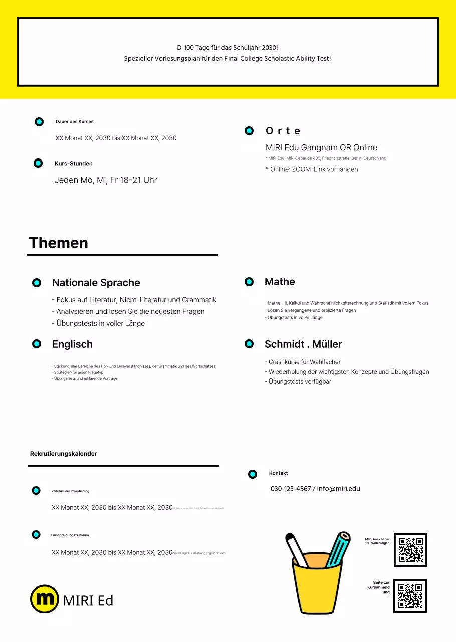 Übersichtliche SATs-Schulbroschüre