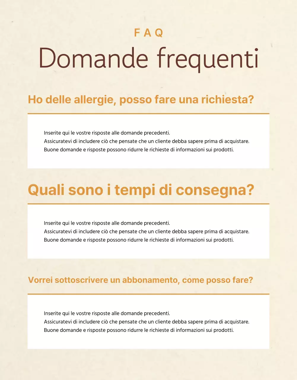 Promuovere un negozio di contorni dall'aspetto tradizionale in beige e arancione