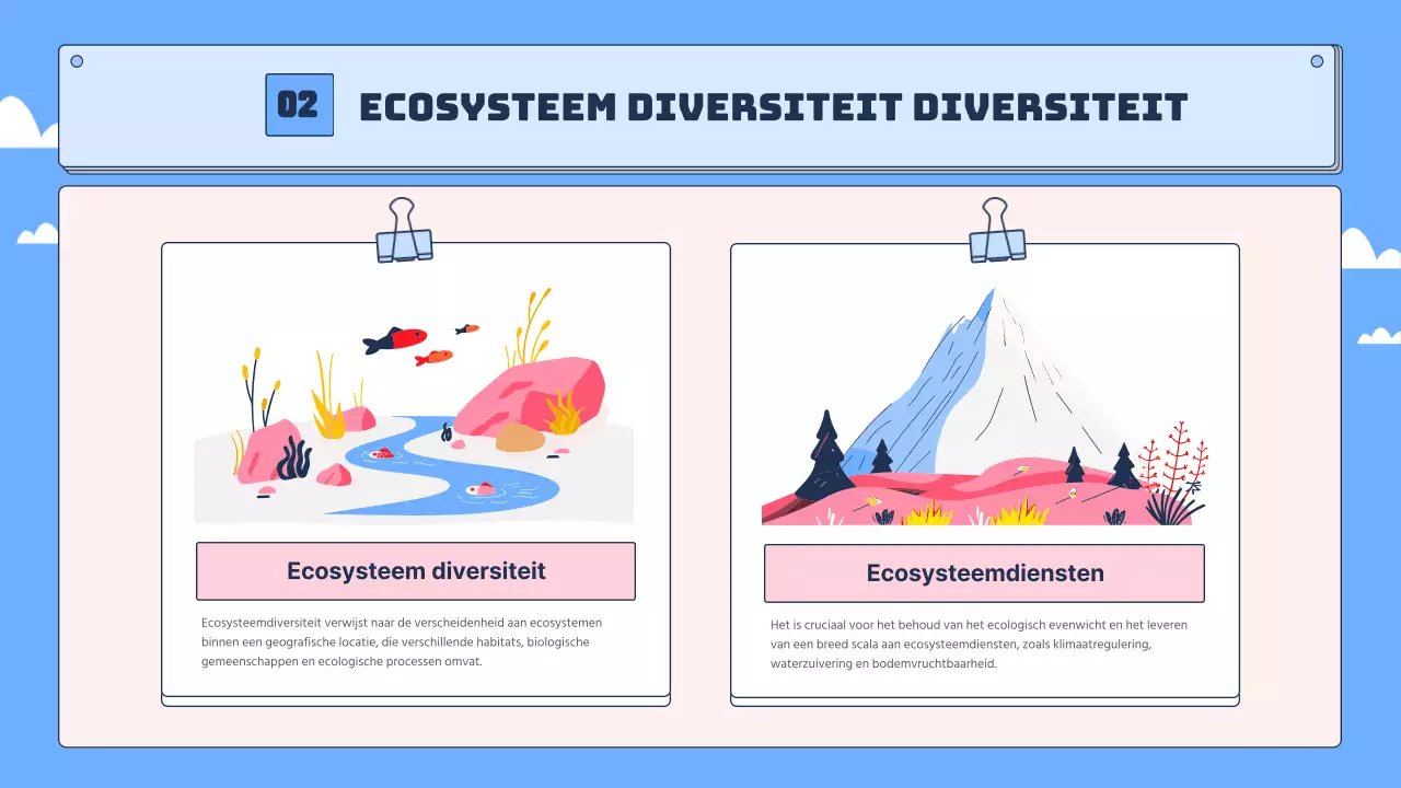 Tropische biodiversiteit in blauw en roze leermiddelen
