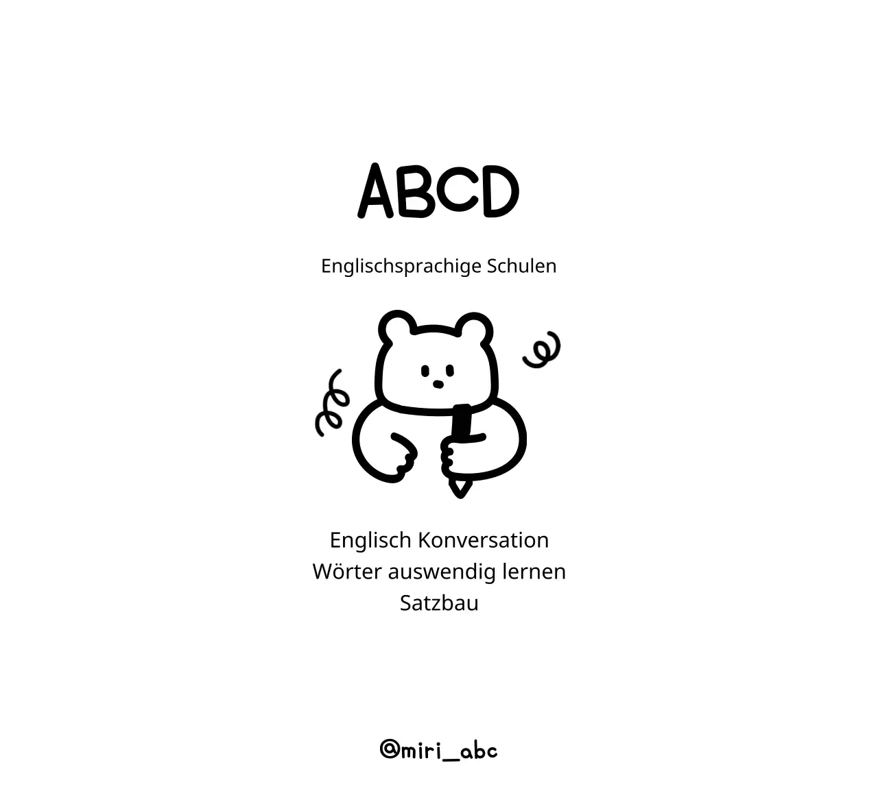 Englische Sprachschule mit niedlichen Teddybär-Illustrationen