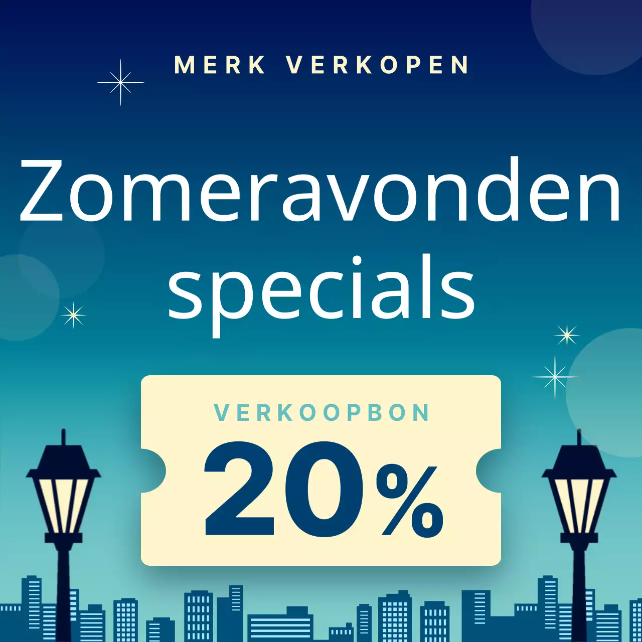 Miniatuuraankondiging voor een trendy zomeravond in paars en roze