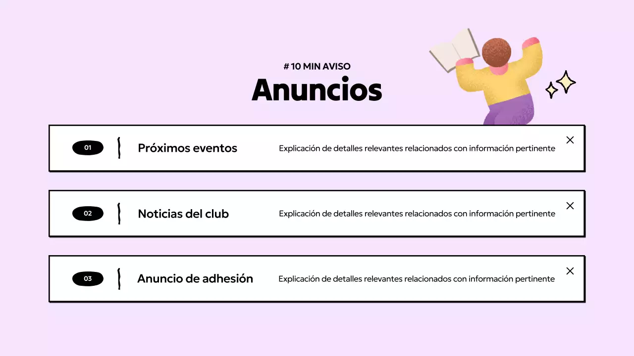 Presentación sencilla de un club de lectura en azul claro y amarillo