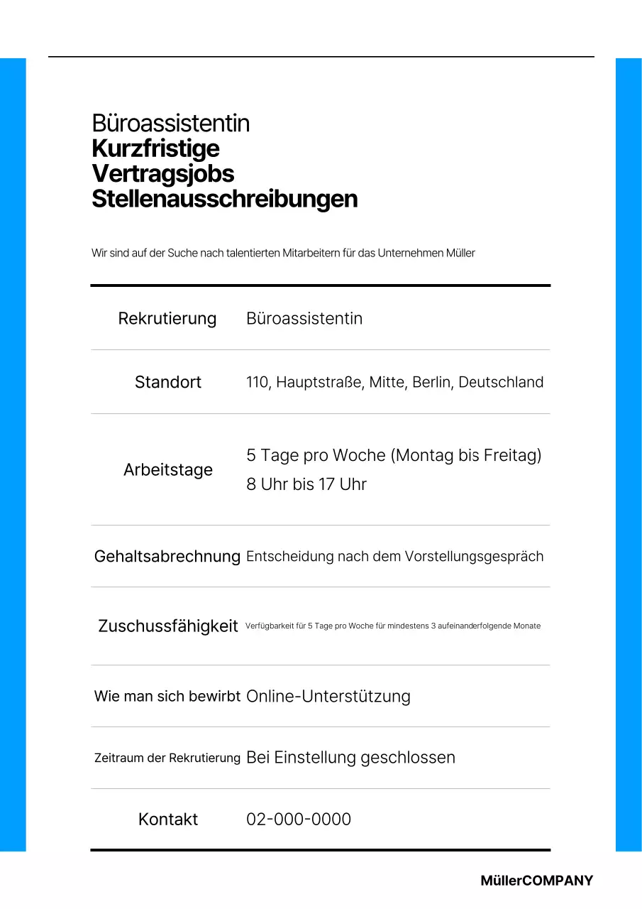 Eine einfache Unternehmensvorlage in Blau und Schwarz