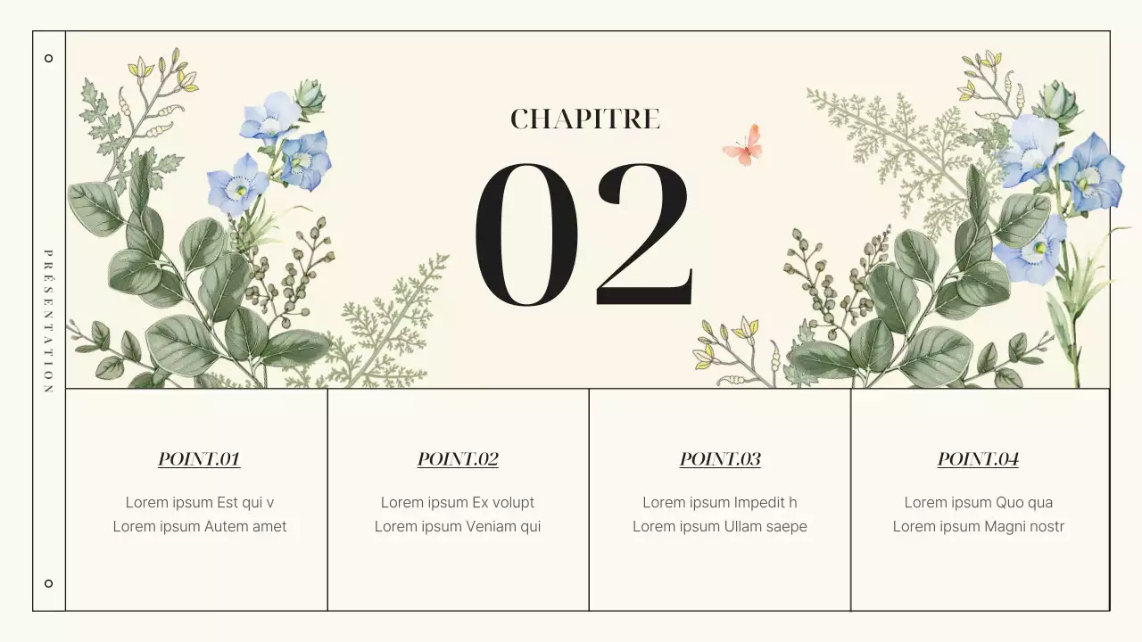 Présentation de la marque Botanic Flowers, luxueuse et de couleur ivoire