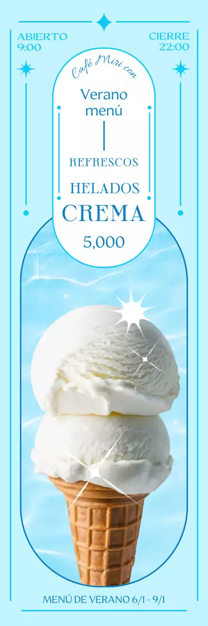 Promocione su cafetería azul y chic y muestre su menú