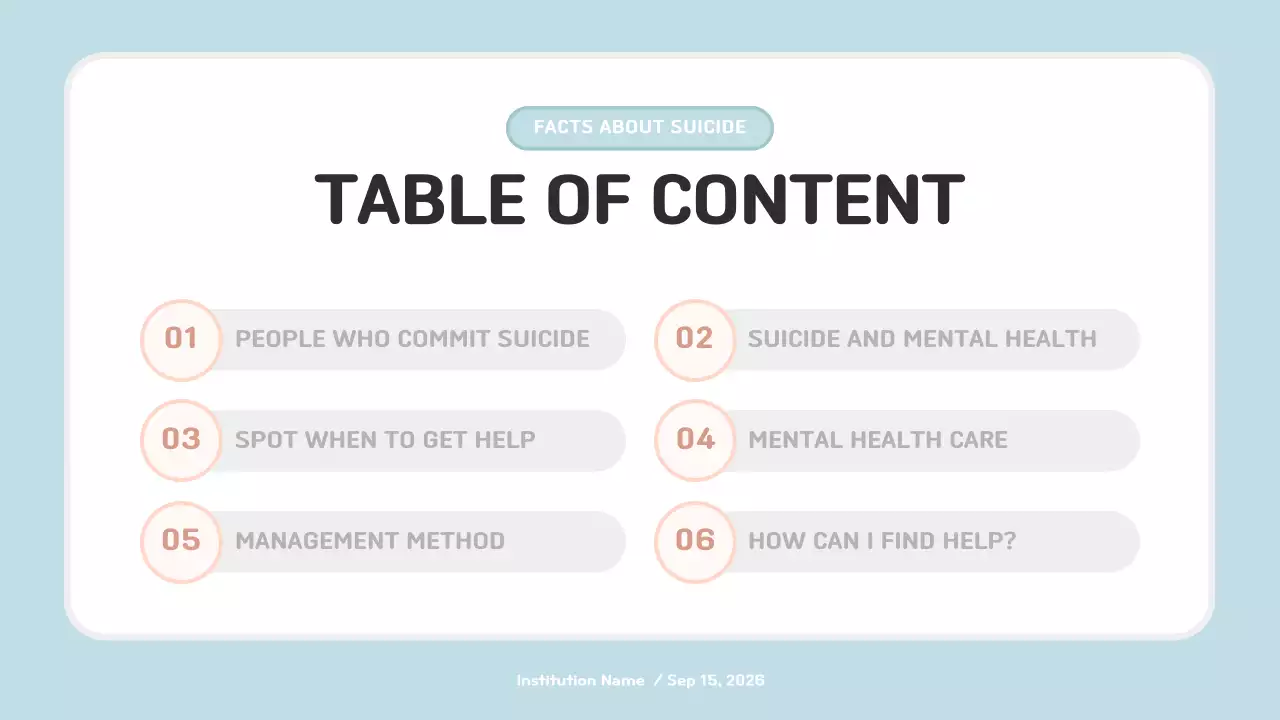 블루 심플 정신 건강 가이드 프레젠테이션