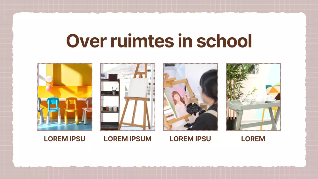 Een gezellig beige en bruin kunstschoolprospectus