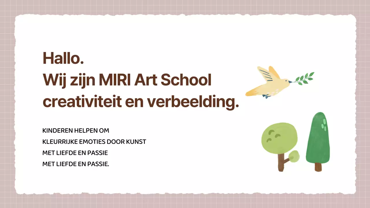 Een gezellig beige en bruin kunstschoolprospectus