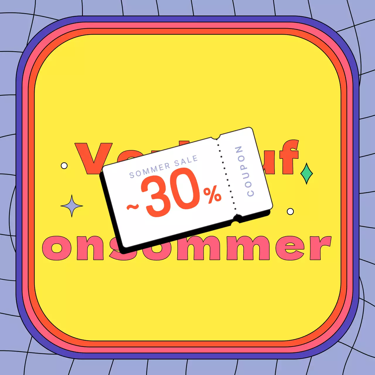 Verkaufsanzeige im Retro-Stil in Gelb und Orange