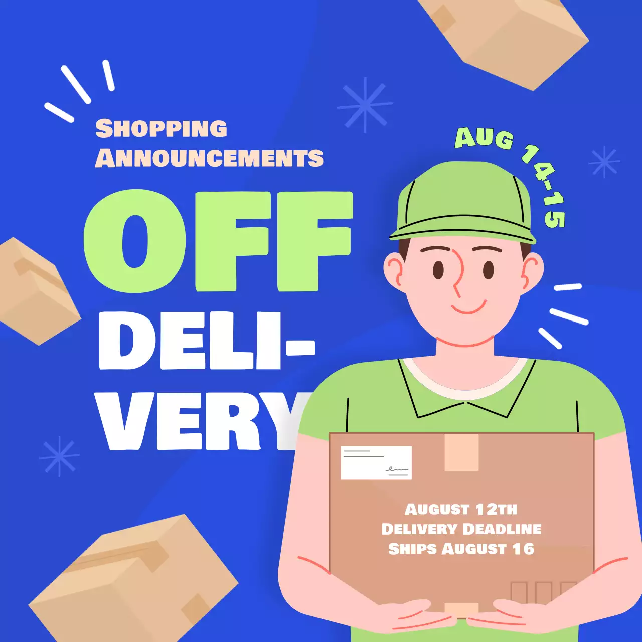 Blue Modern Delivery Announcement Social Media Post