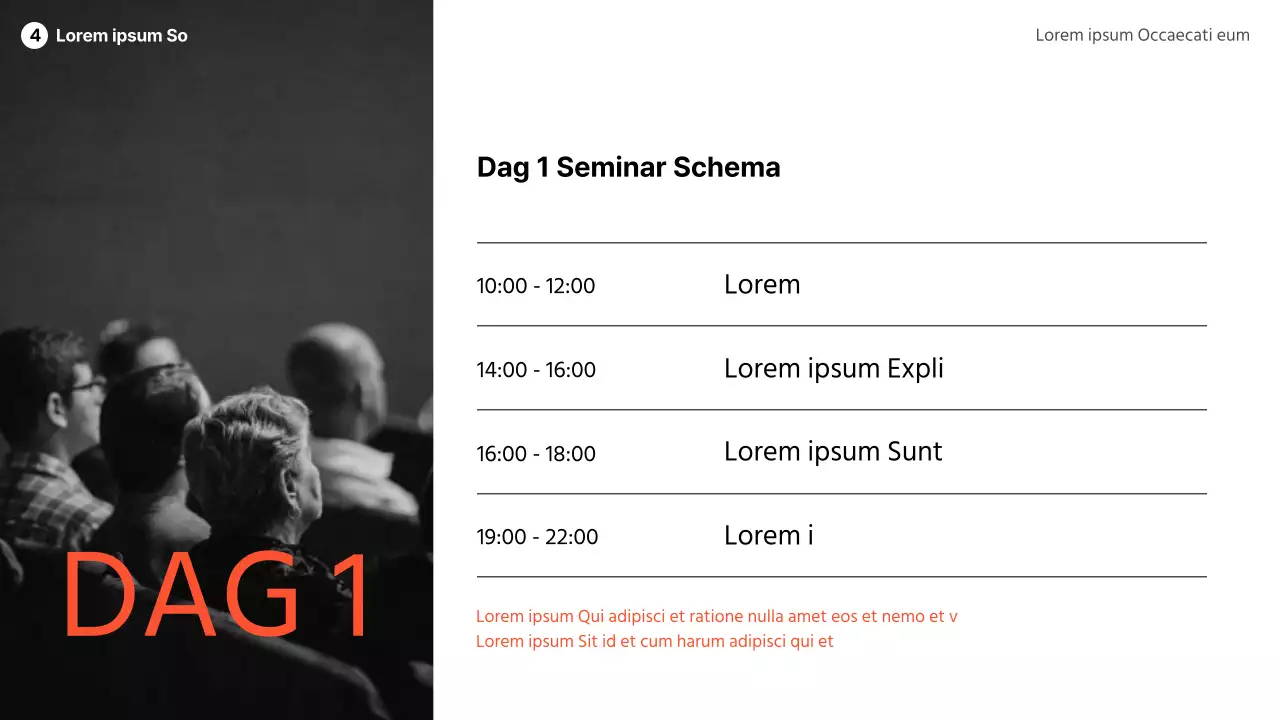 Modern speakerdeck in oranje en zwart-wit