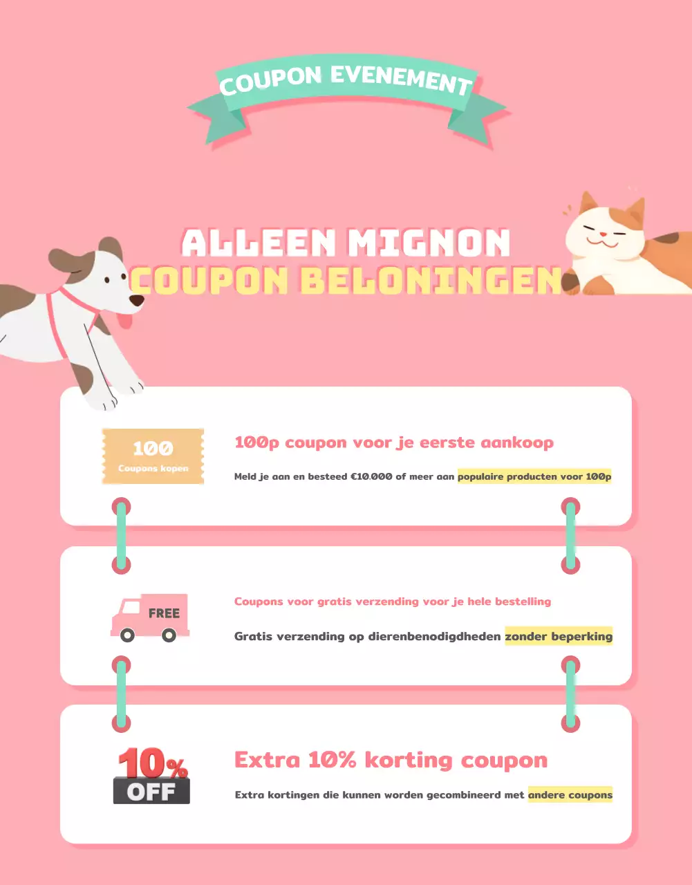 Een verzameling schattige dierenbenodigdheden in roze