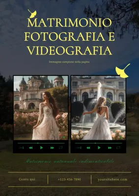 Promuovere un servizio fotografico di matrimonio autunnale moderno in giallo e nero
