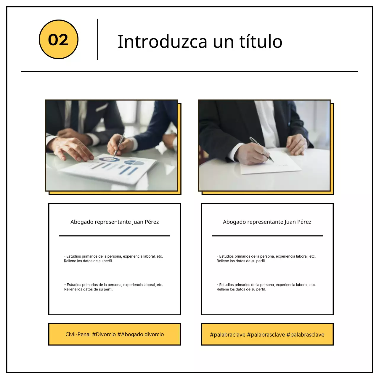 Un sencillo folleto comercial amarillo y negro