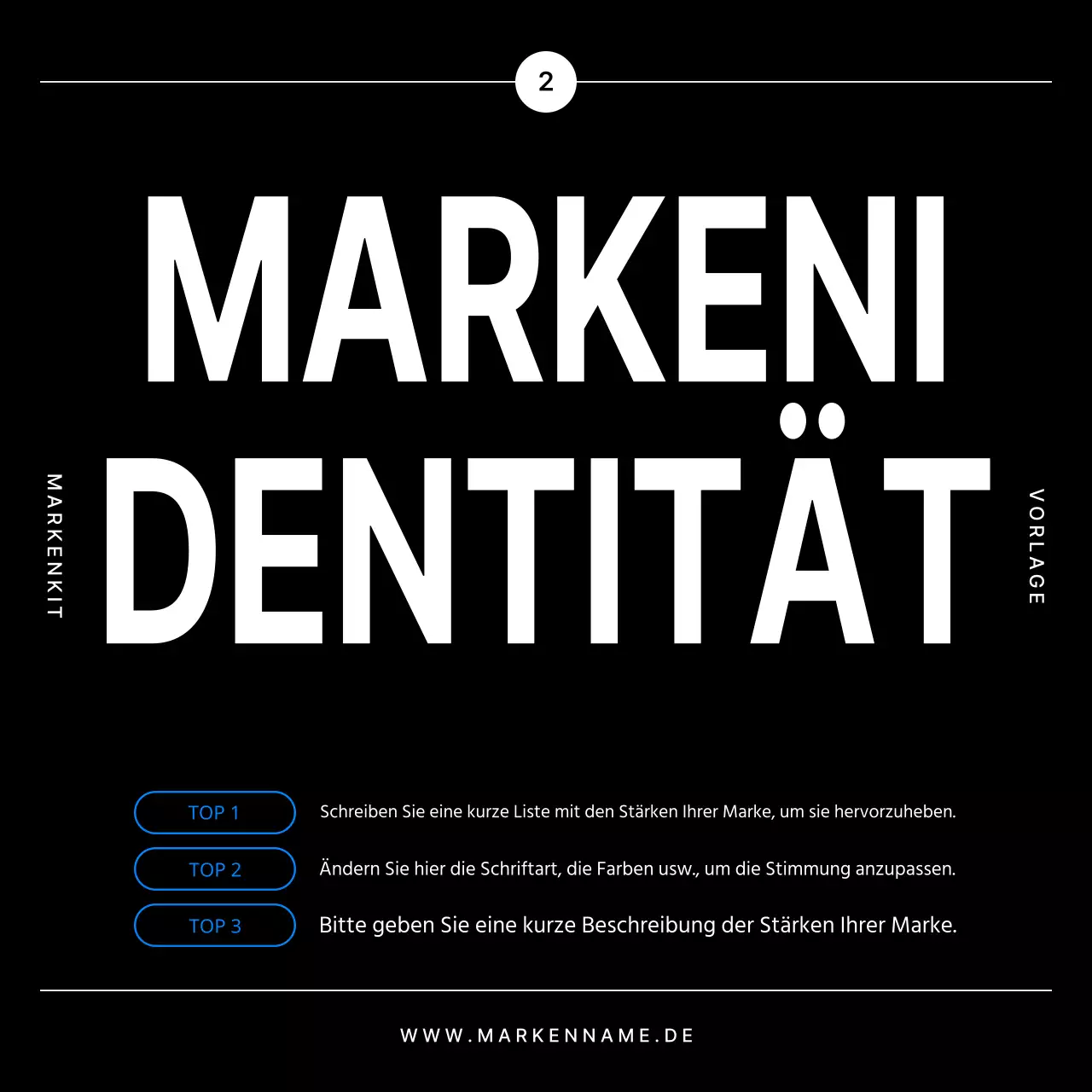 Werbung für eine moderne Marke in Schwarz und Blau