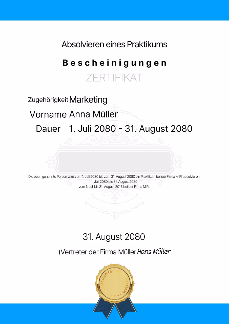 Eine einfache Unternehmensvorlage in Blau und Schwarz