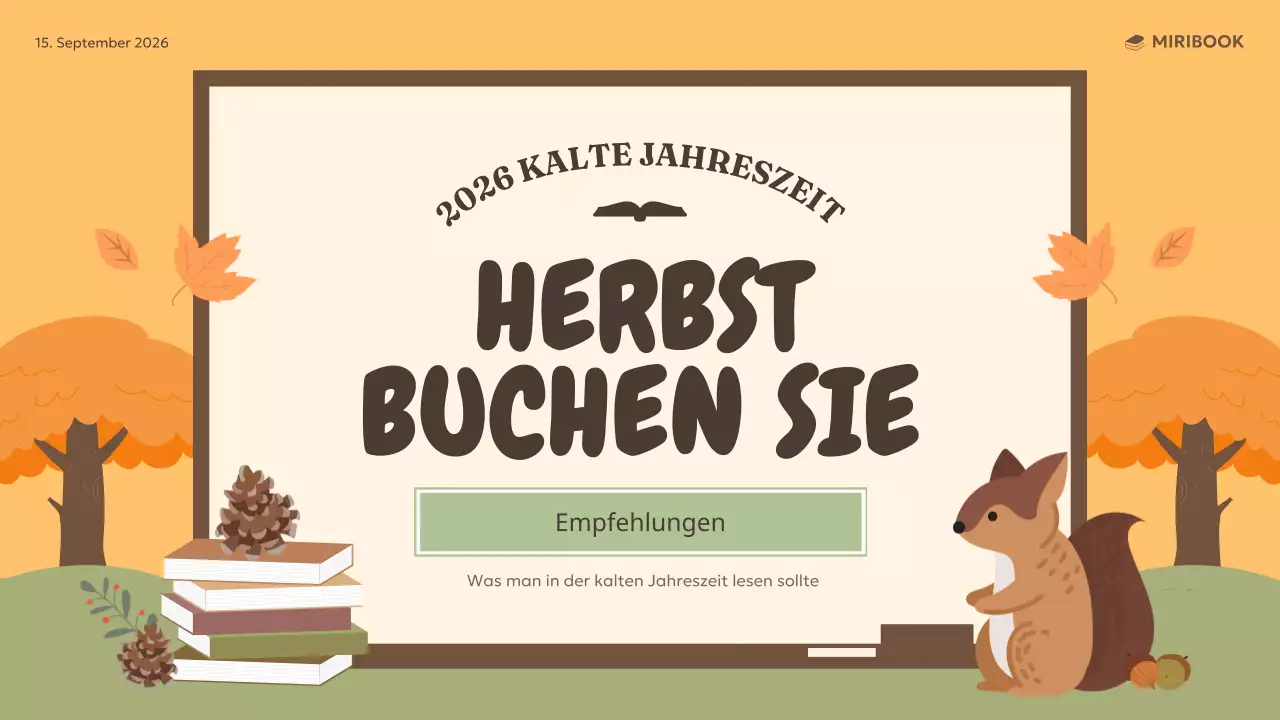 Eine Auswahl an herbstlichen Buchempfehlungen in Orange und Grün