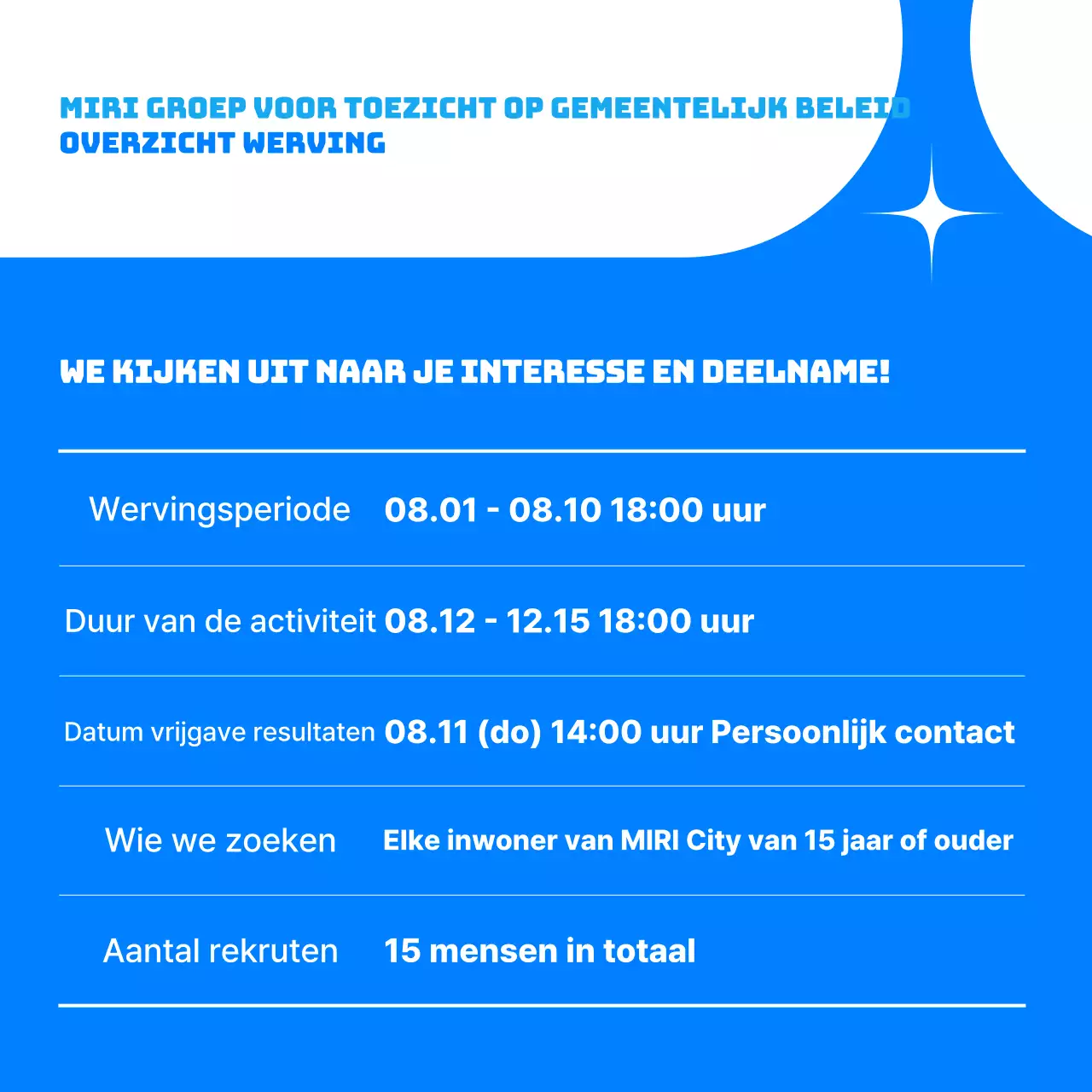 Monitoren van het eenvoudige beleid van Blue Bevorderen van de werving van burgers