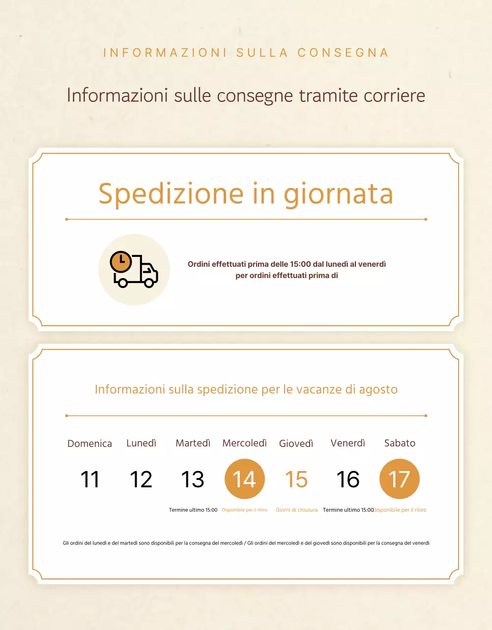 Promuovere un negozio di contorni dall'aspetto tradizionale in beige e arancione