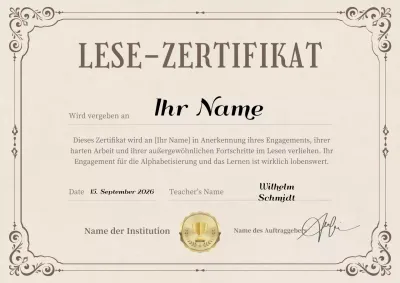 Klassischer Lesezertifikatspreis in Beige und Braun