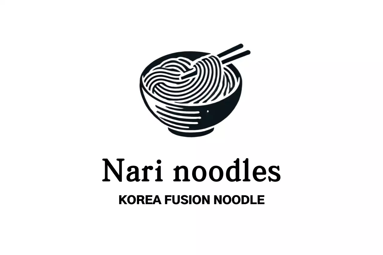 Logo restoran mie Korea dengan ilustrasi