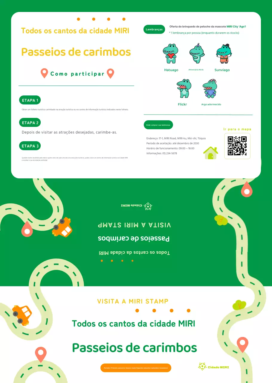 Folheto de visita guiada com carimbo da cidade