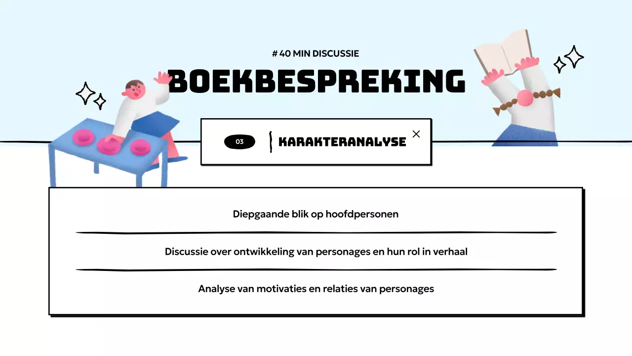 Eenvoudige boekenclubpresentatie in lichtblauw en geel