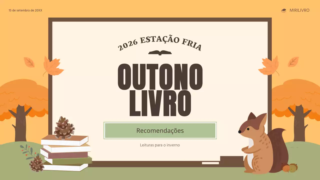 Uma seleção de recomendações de livros outonais em laranja e verde