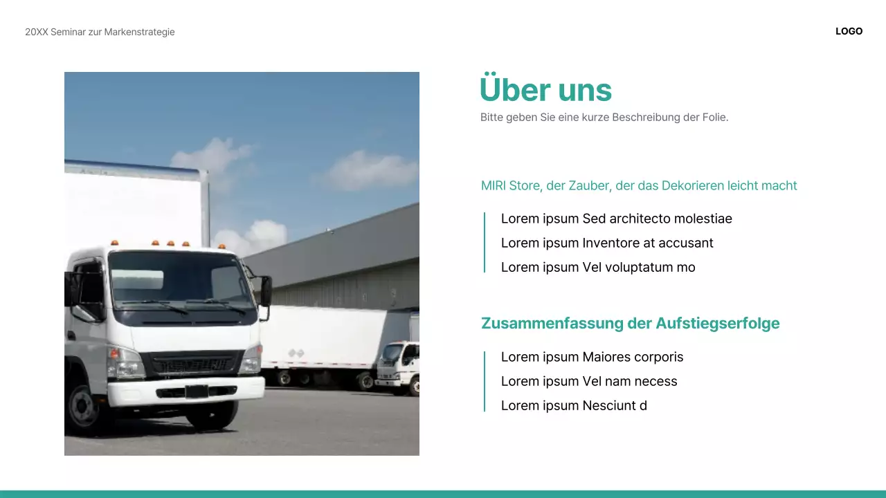 Eine moderne, grün-weiße Präsentation einer Fallstudie zur gemeinsamen Nutzung von Marken