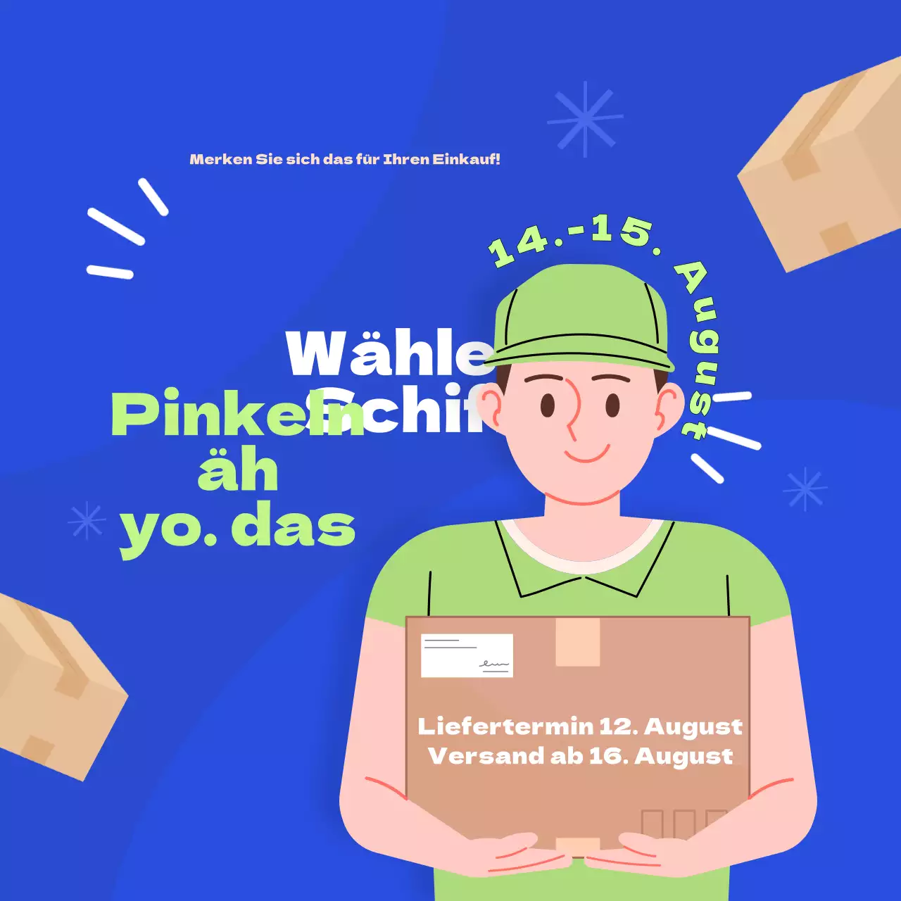 Hübsches Blau und Chartreuse Keine Informationen zum Liefertag