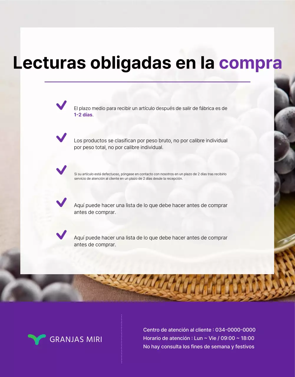 Promueva las uvas de fruta de temporada sencillas en morado y malva