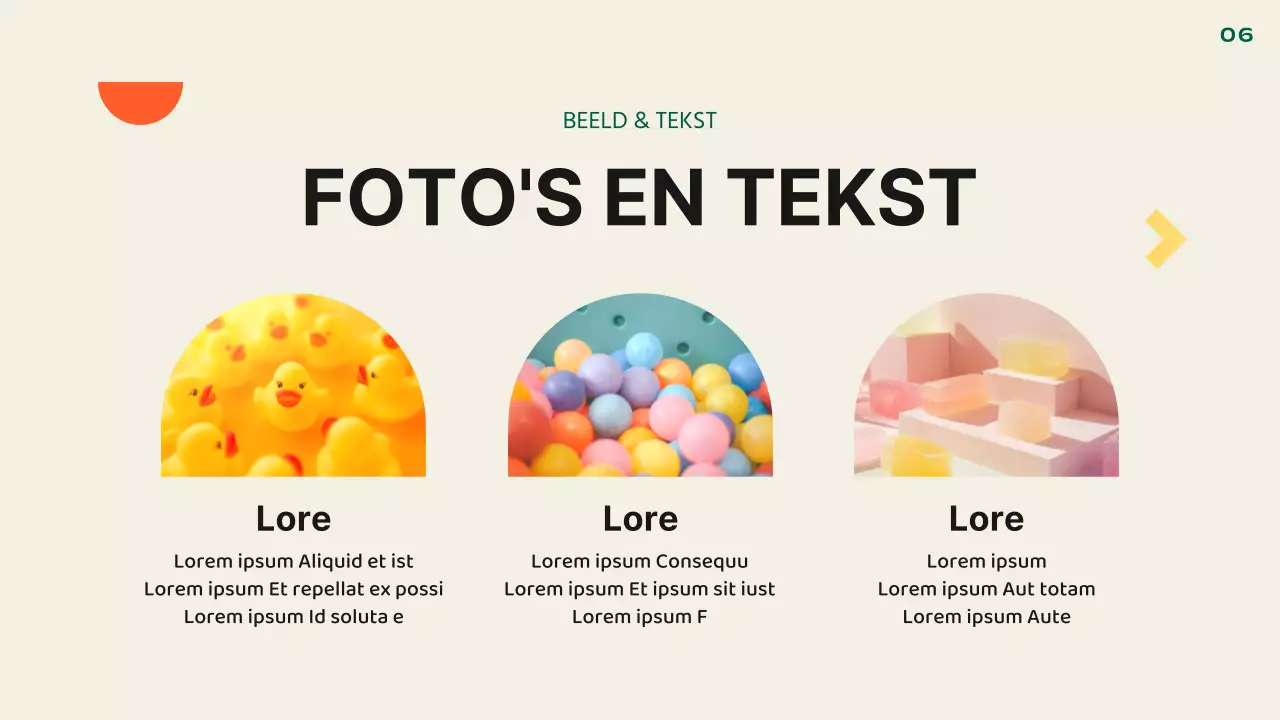 Kitscherige standaard lay-outpresentatie in oranje en geel