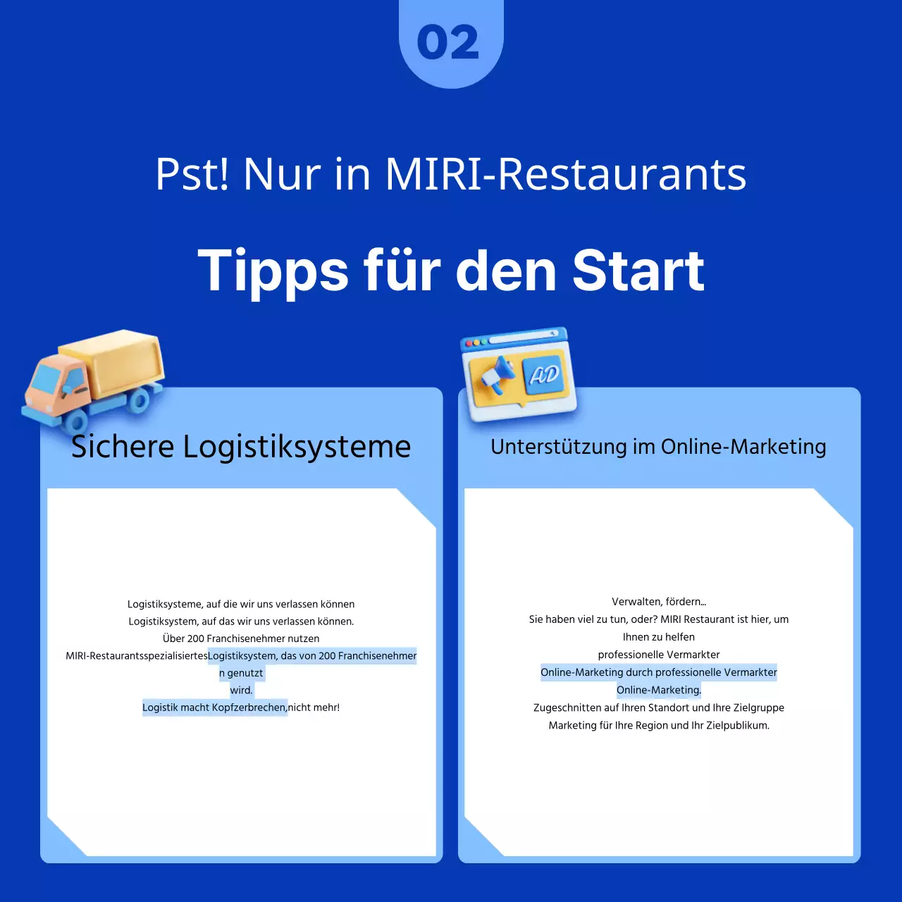 Ein sauberes blaues und orangefarbenes Franchise-Spielfeld