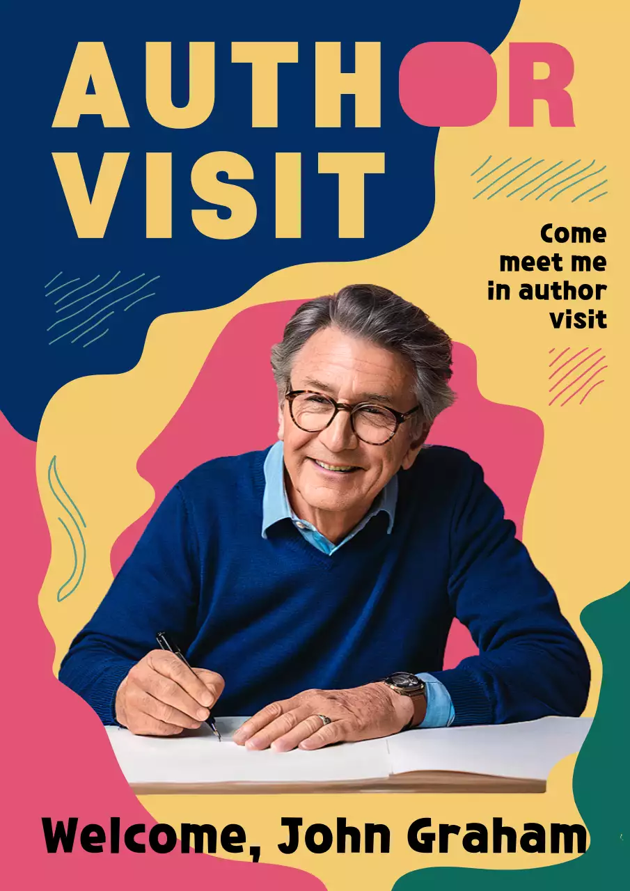 Navy Trendy Author Event Invitation Poster