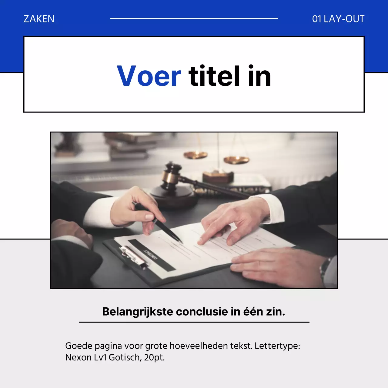 Een eenvoudige zakelijke sollicitatiebrief in blauw en grijs